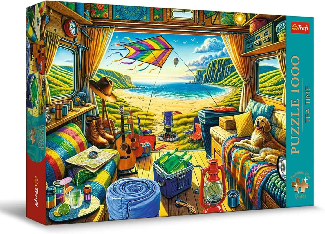 Puzzle trefl 1000 premium plus tea time calatorie cu caravana