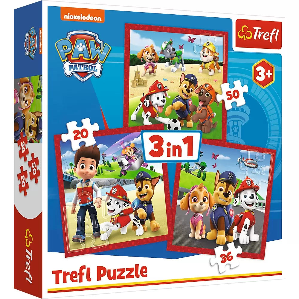 Puzzle trefl 3in1 patrula catelusilor catelusii fericiti
