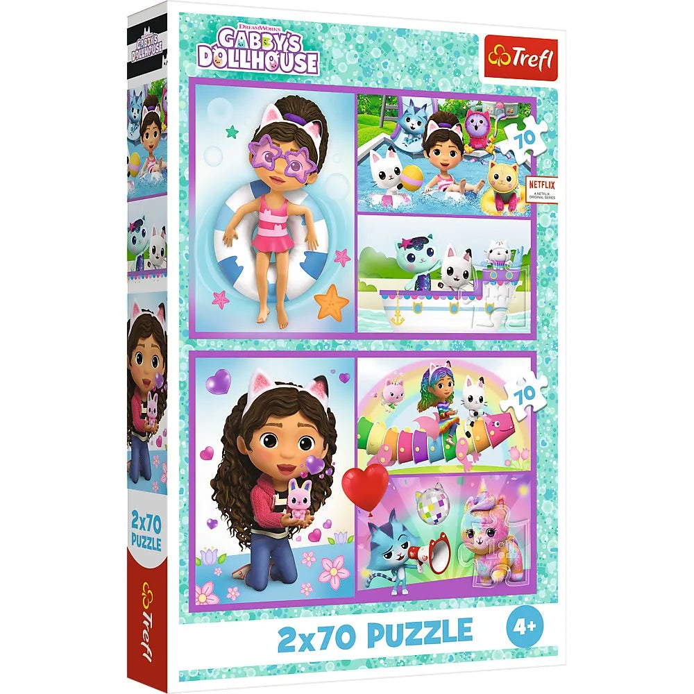 Puzzle trefl 2x70 gabbys dollhouse aventurile lui gabby