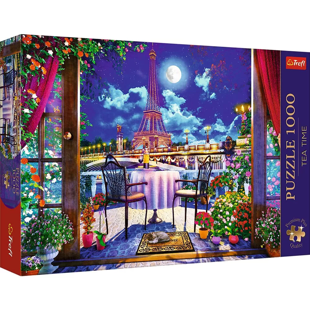 Puzzle trefl 1000 premium plus tea time parisul in lumina lunii