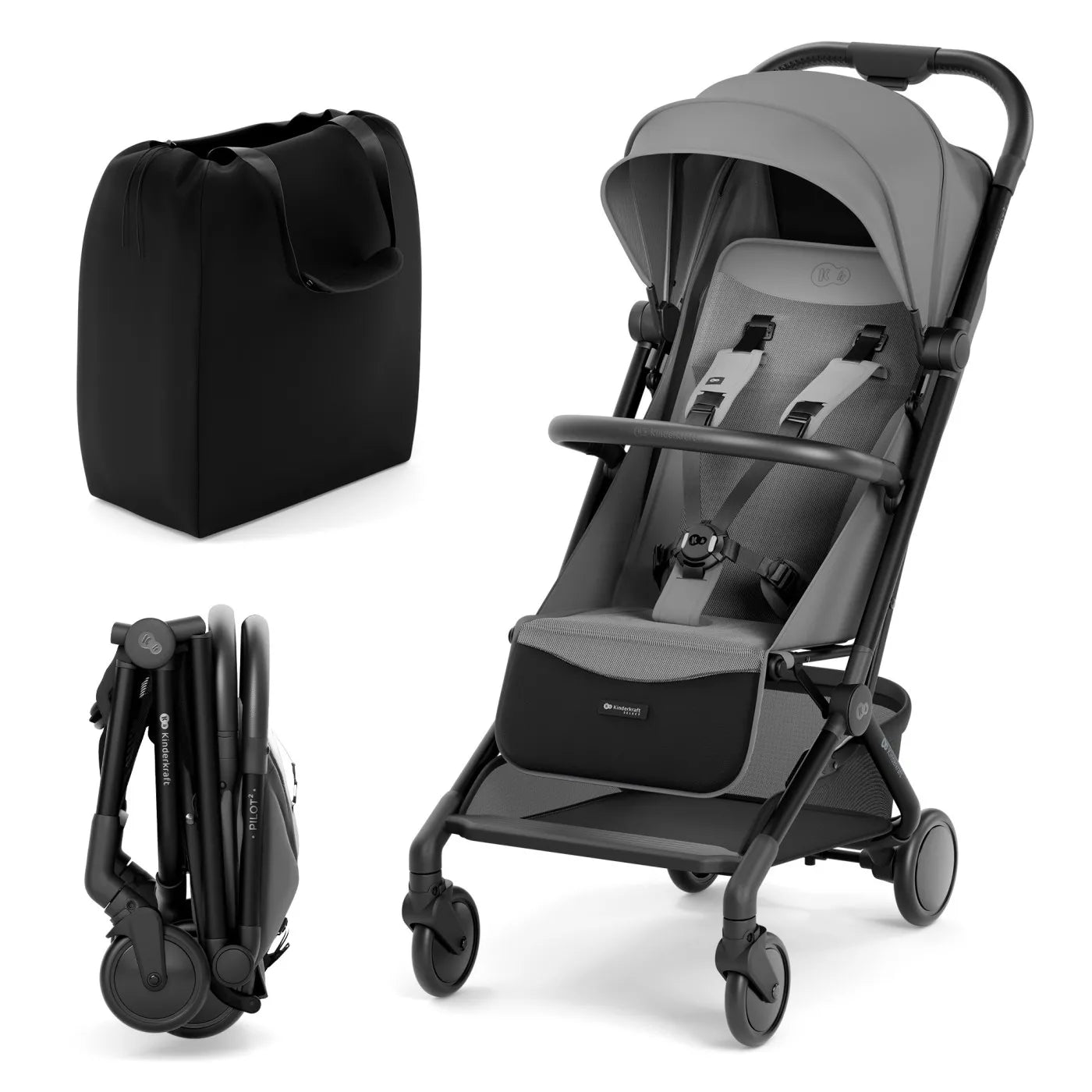 Carucior sport kinderkraft pilot 2, 0-22 kg, platinum grey
