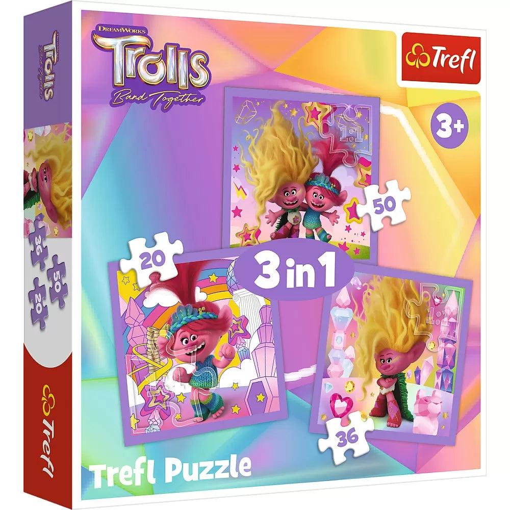 Puzzle trefl 3in1 trolii fericiti