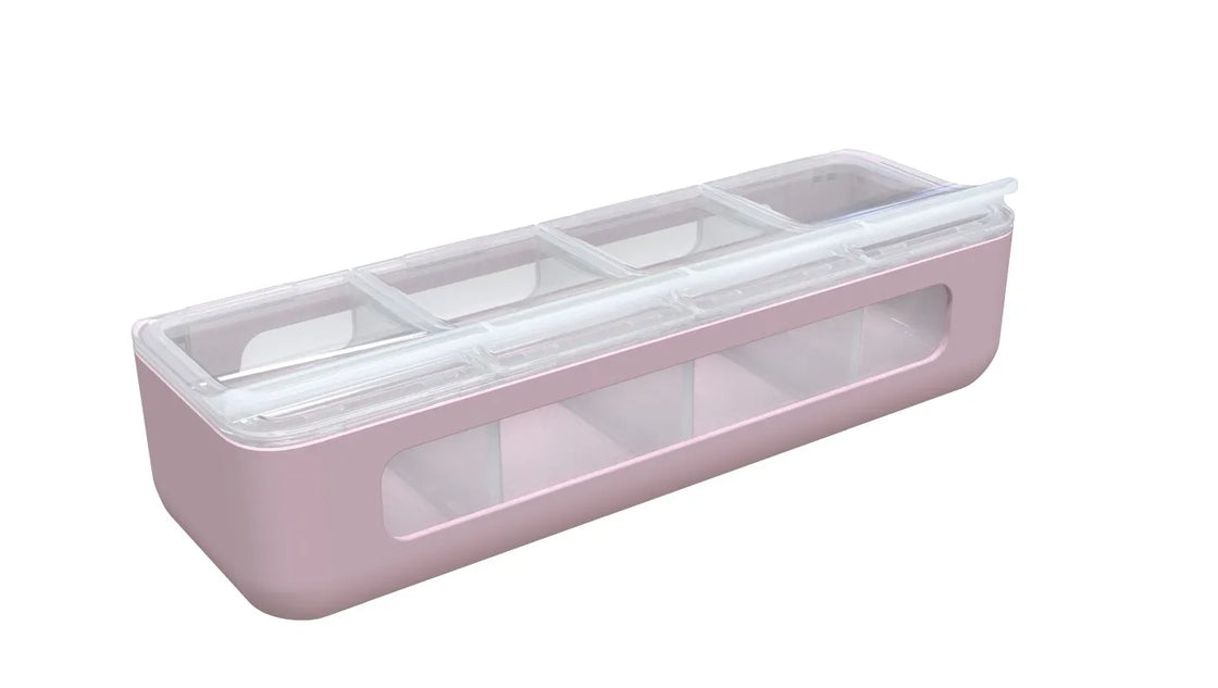 Cutie snack 4 compartimente, melii, roz