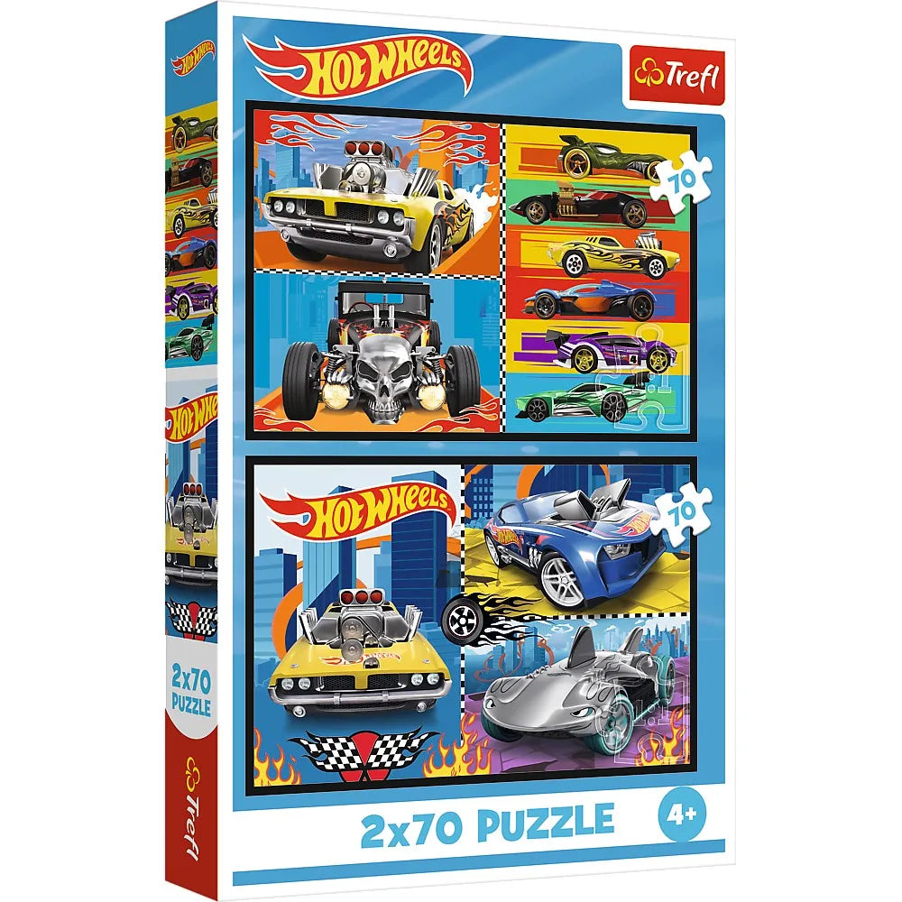 Puzzle trefl 2x70 hot wheels masini