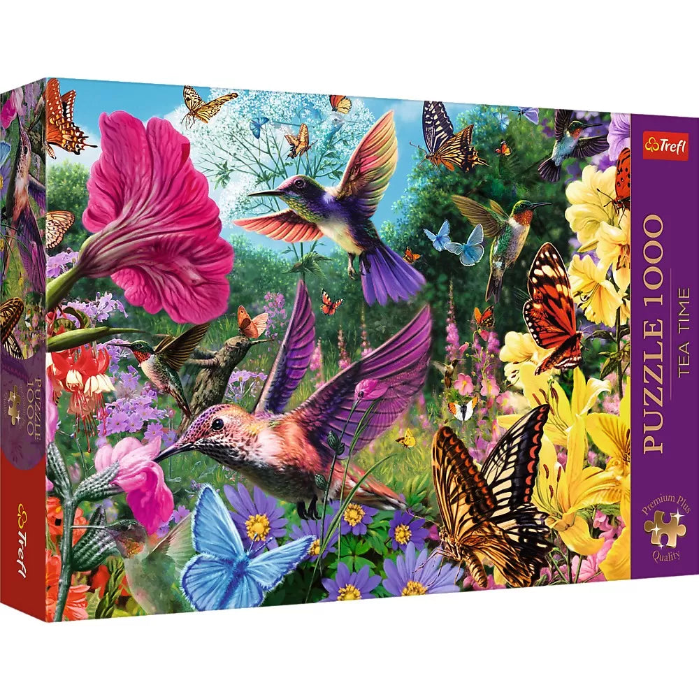 Puzzle trefl 1000 premium plus tea time gradina cu colibri