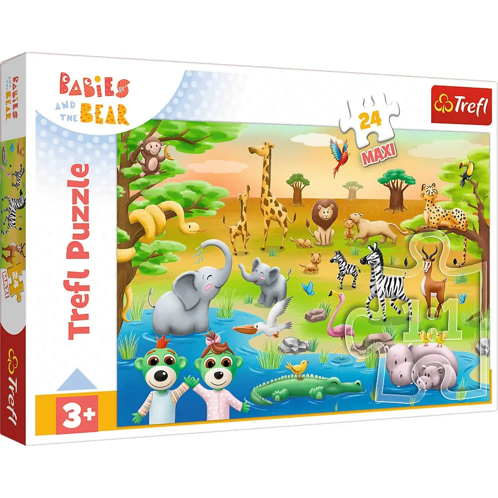 Puzzle trefl 24 maxi babies and the bear safari