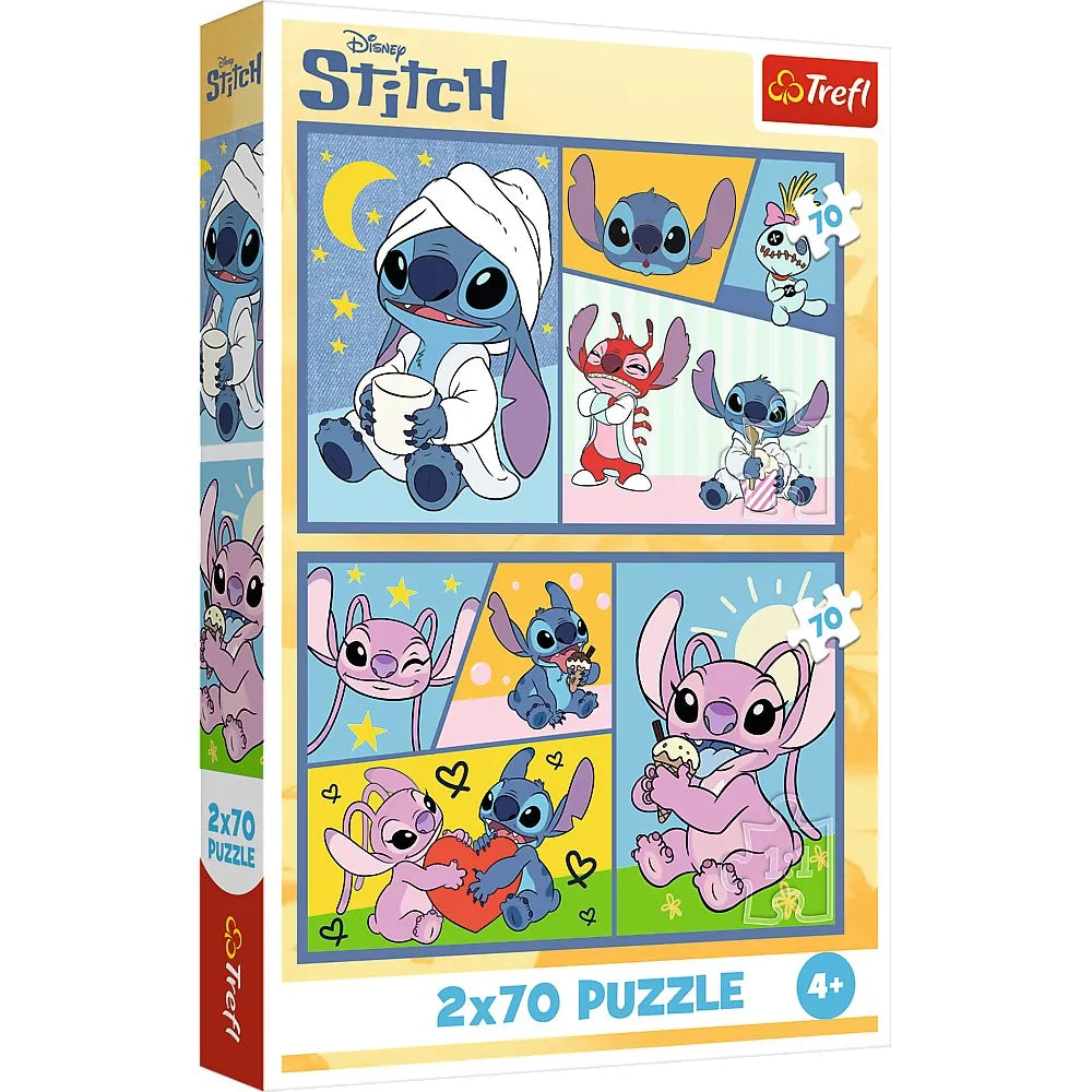 Puzzle trefl 2x70 stitch nu exista plictiseala cu stitch