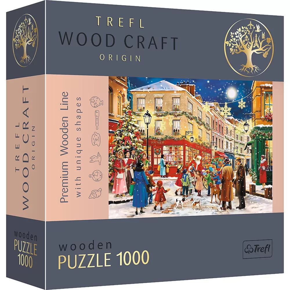 Puzzle trefl din lemn 1000 piese strada pregatita de craciun