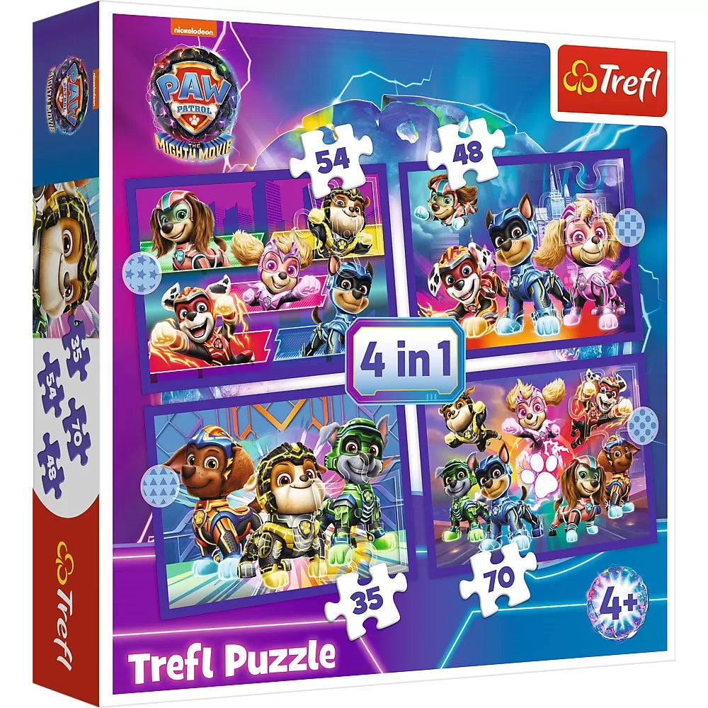 Puzzle trefl 4in1 patrula catelusilor mighty movie eroii
