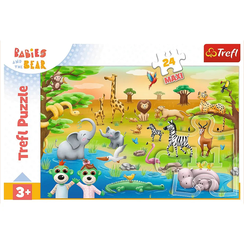 Puzzle trefl 24 maxi babies and the bear safari