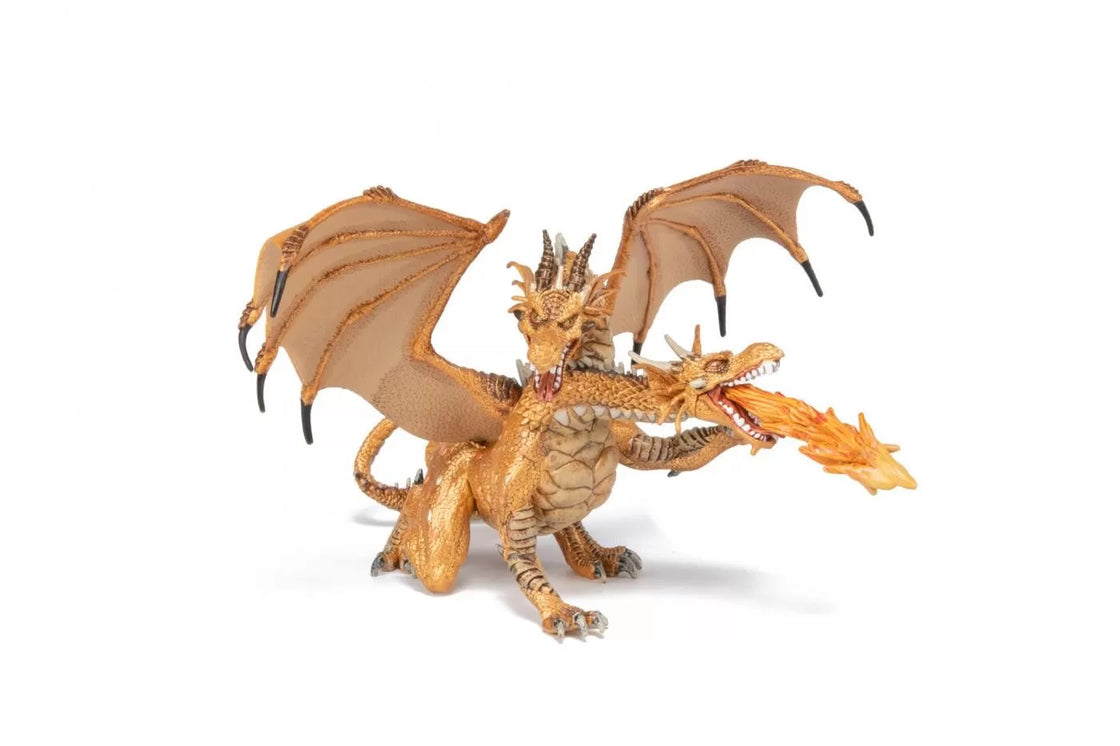 Papo figurina dragon cu doua capete auriu