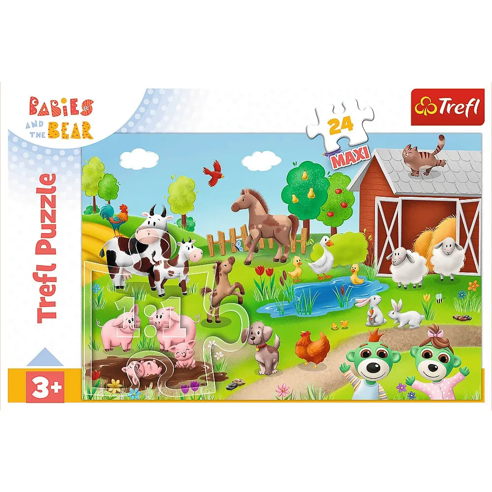 Puzzle trefl 24 maxi babies and the bear animale la ferma