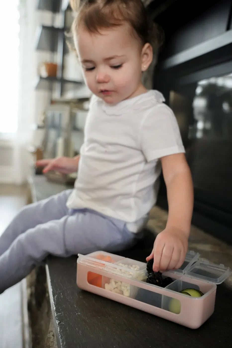 Cutie snack 4 compartimente, melii, roz