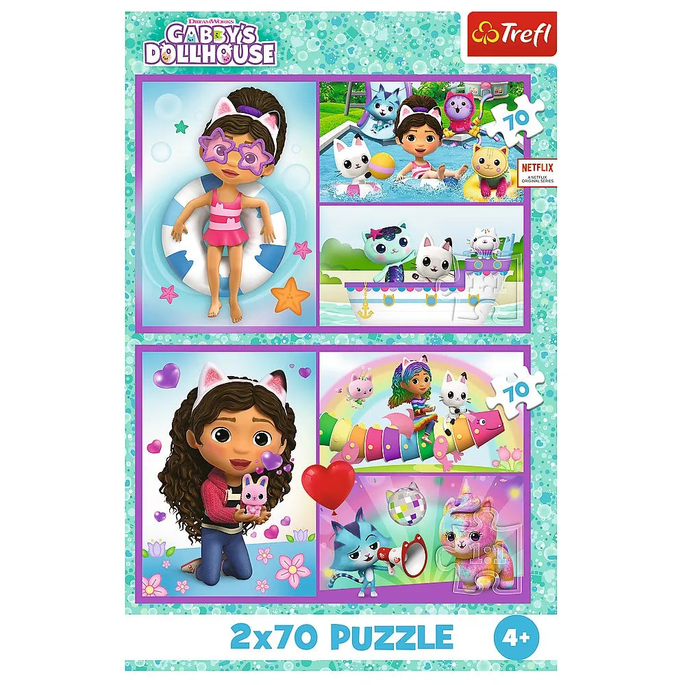 Puzzle trefl 2x70 gabbys dollhouse aventurile lui gabby