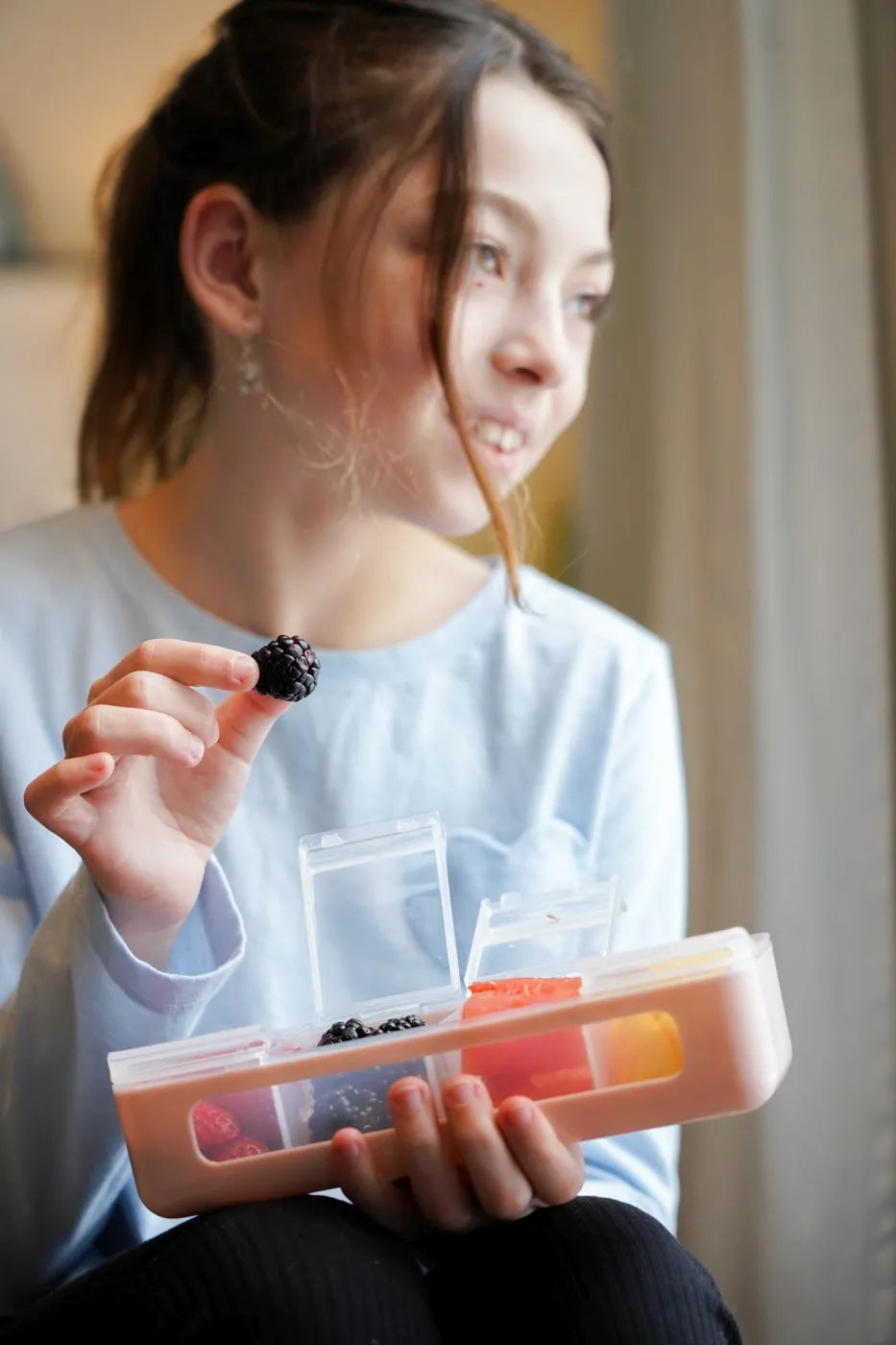 Cutie snack 4 compartimente, melii, roz