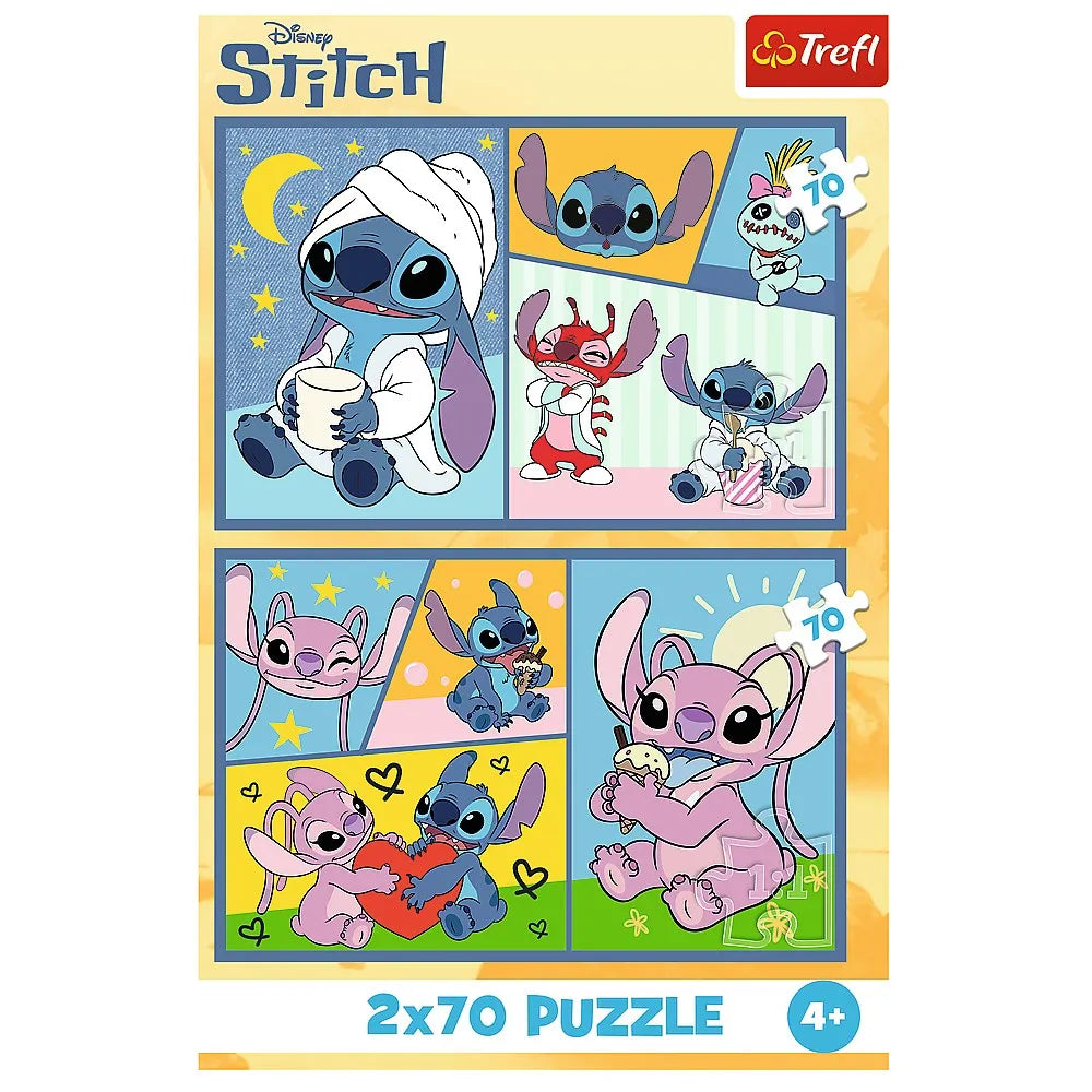 Puzzle trefl 2x70 stitch nu exista plictiseala cu stitch