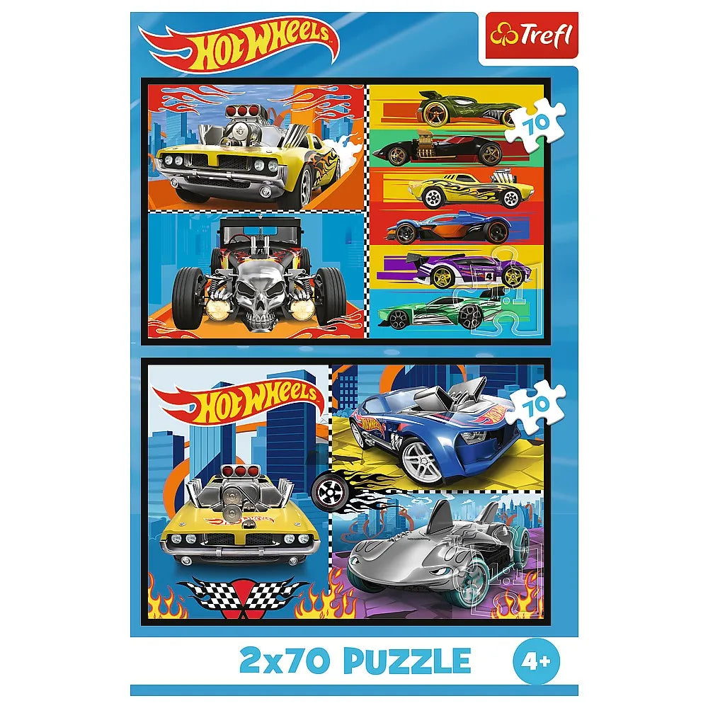 Puzzle trefl 2x70 hot wheels masini