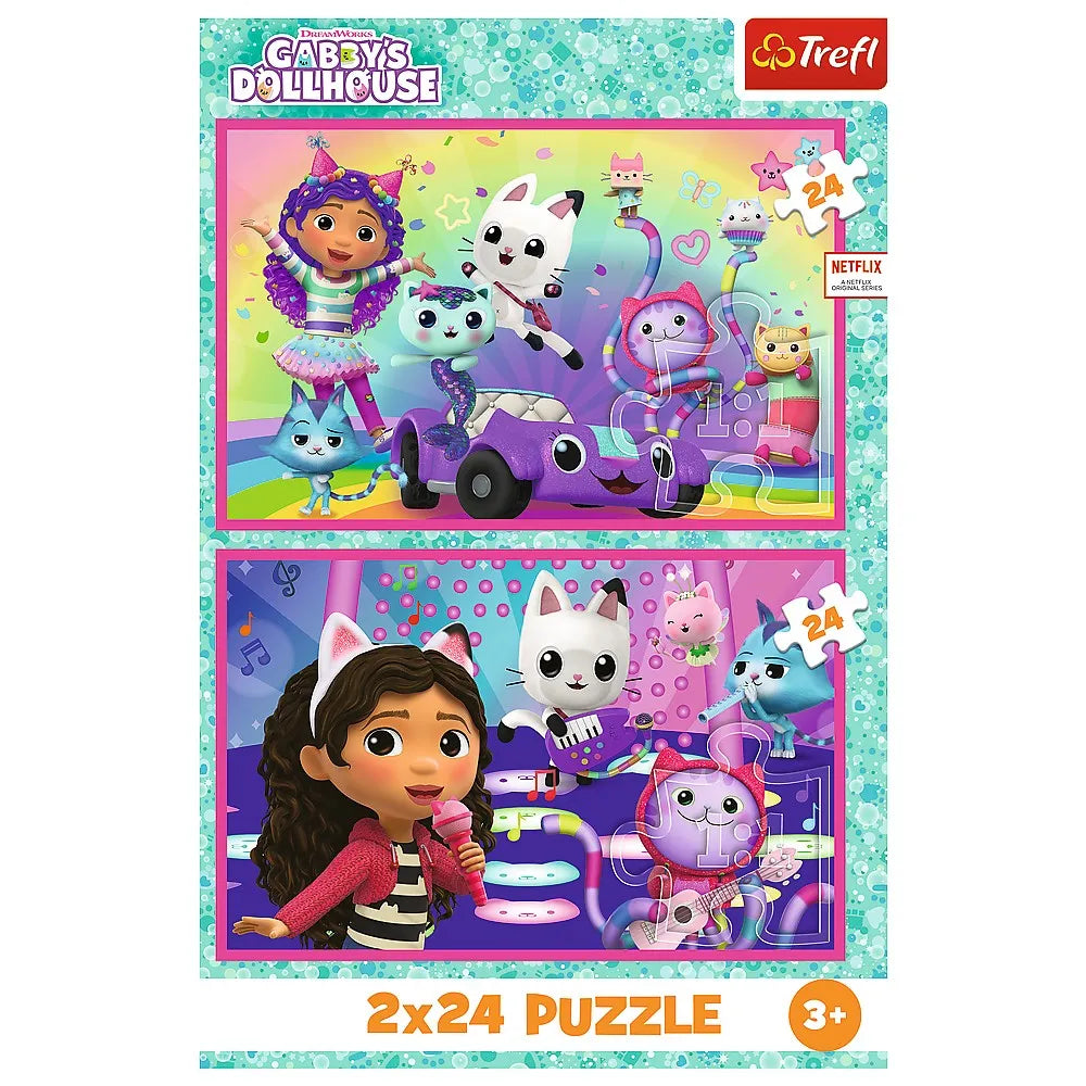 Puzzle trefl 2x24 gabbys dollhouse aventurile lui gabby