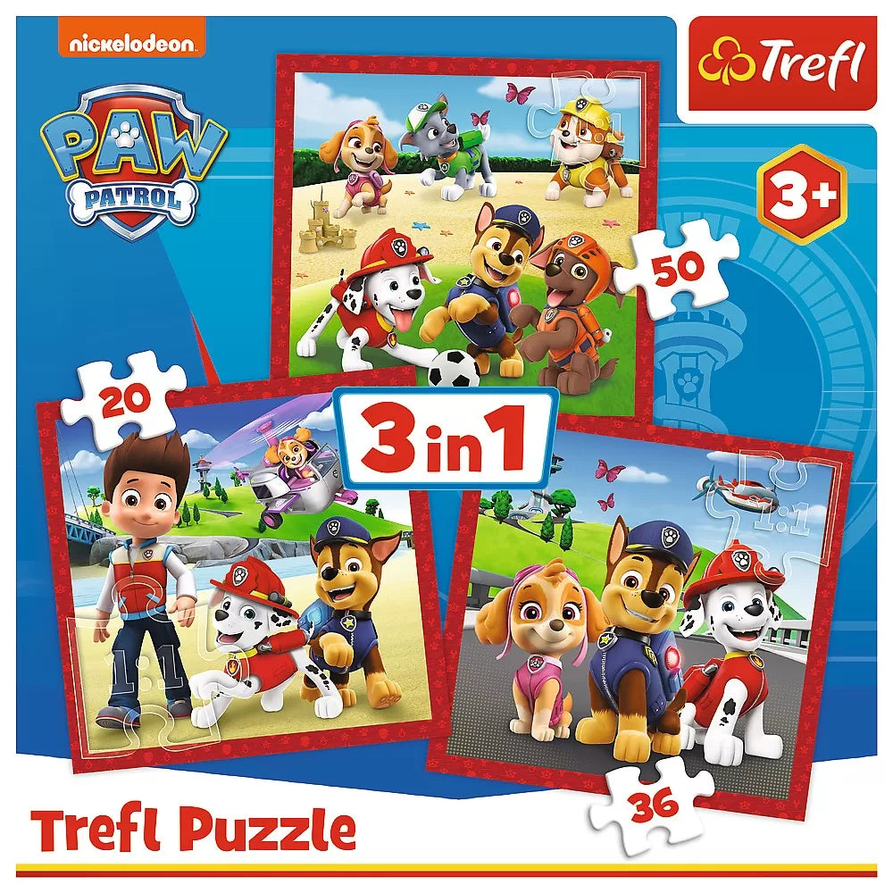 Puzzle trefl 3in1 patrula catelusilor catelusii fericiti