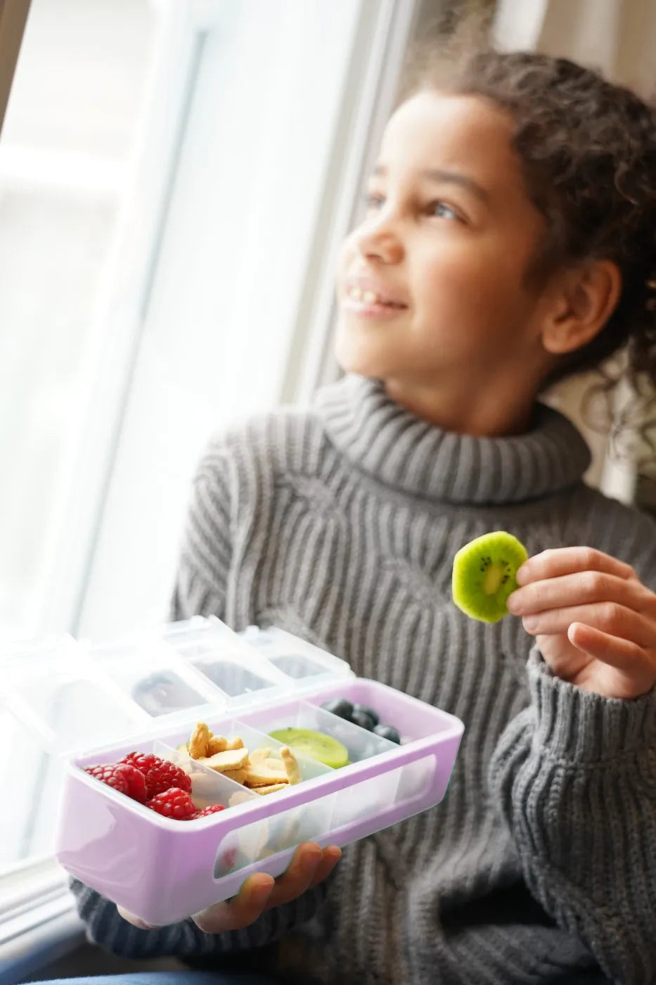 Cutie snack 4 compartimente, melii, roz