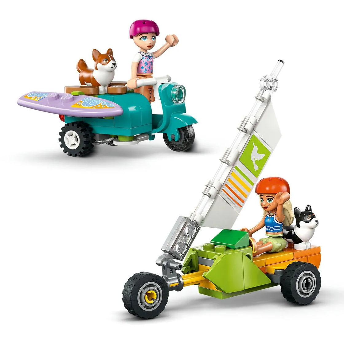 Lego friends aventuri cu catei la surfing si pe scuter 42641