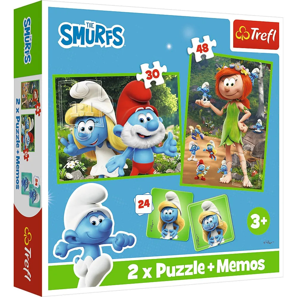 Puzzle trefl 2in1 memo strumfii si prietenii lui