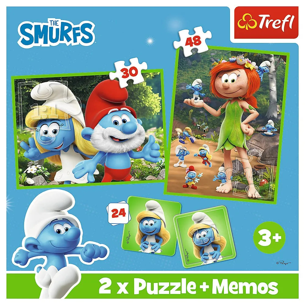 Puzzle trefl 2in1 memo strumfii si prietenii lui