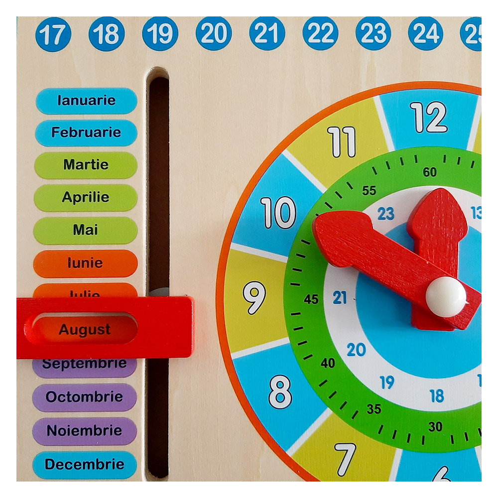 Calendar educativ din lemn, limba romana