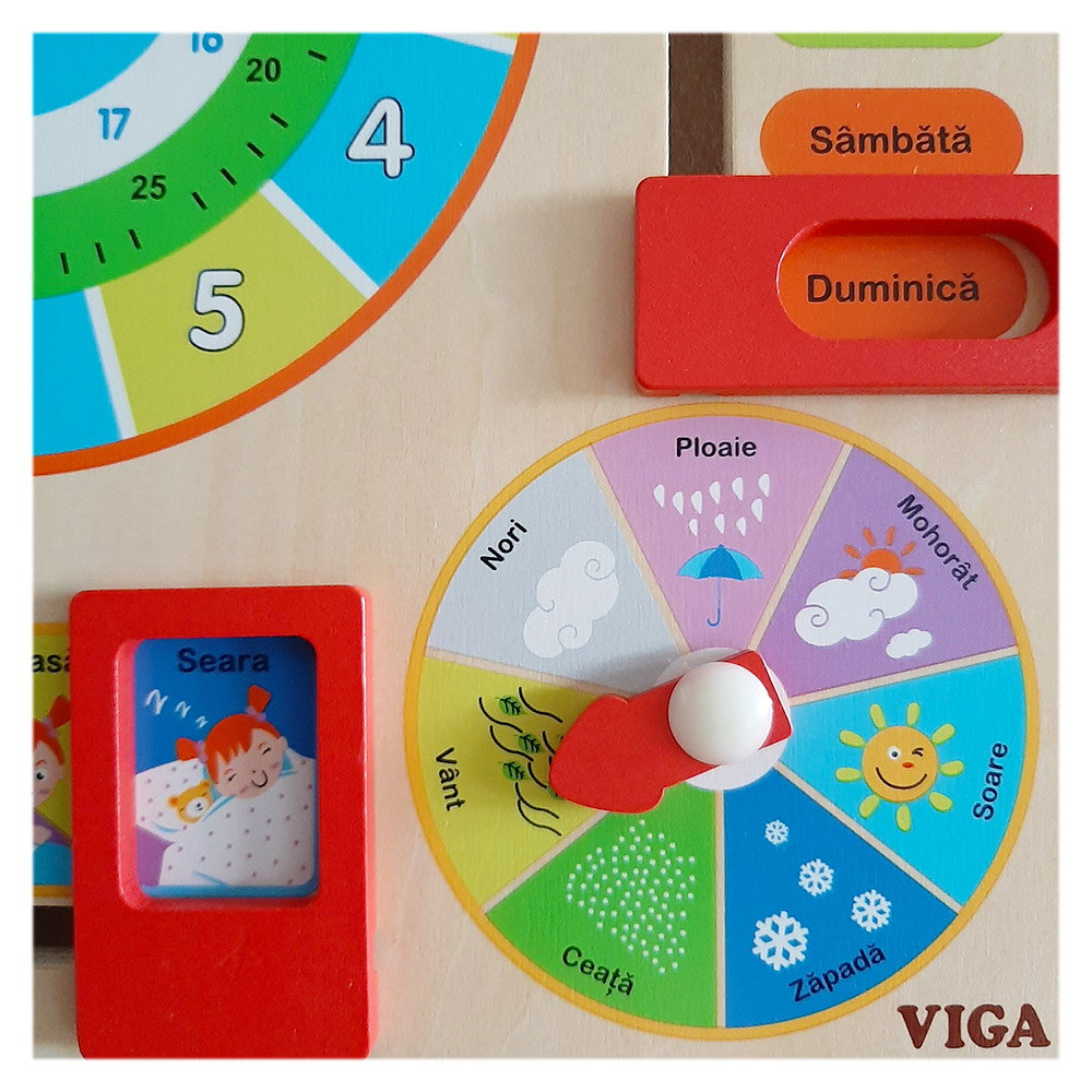 Calendar educativ din lemn, limba romana