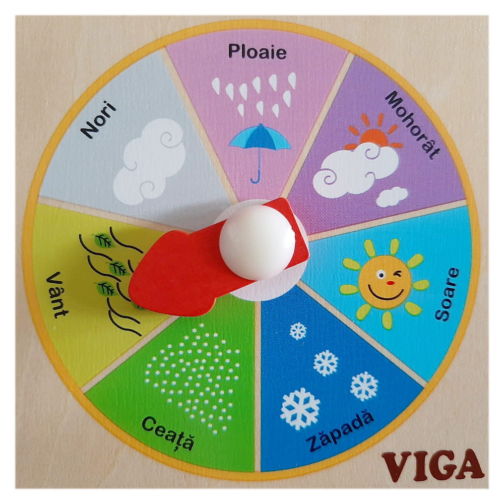 Calendar educativ din lemn, limba romana