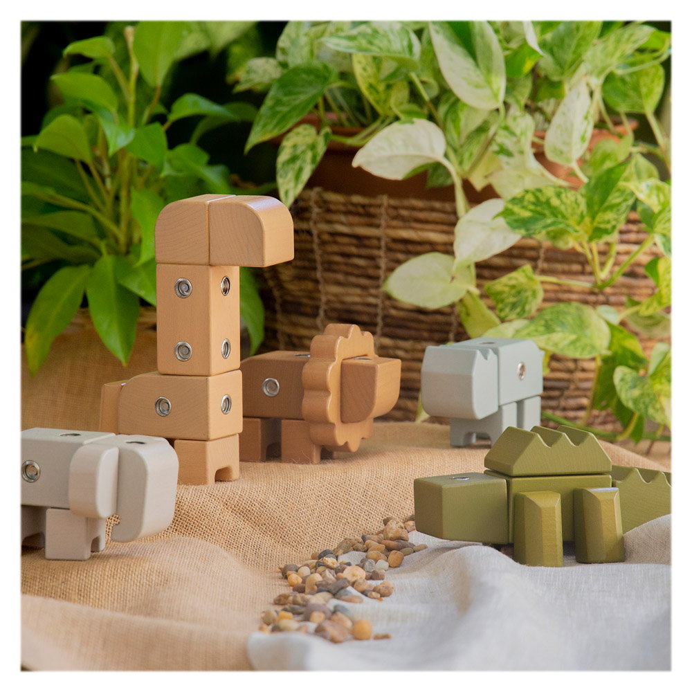 Snap Block Animals, blocuri de constructie din lemn, Guidecraft