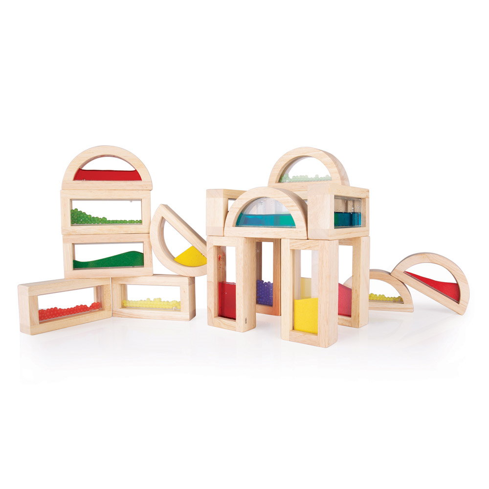 Sensory Rainbow Blocks, set complex cu 18 piese, Guidecraft