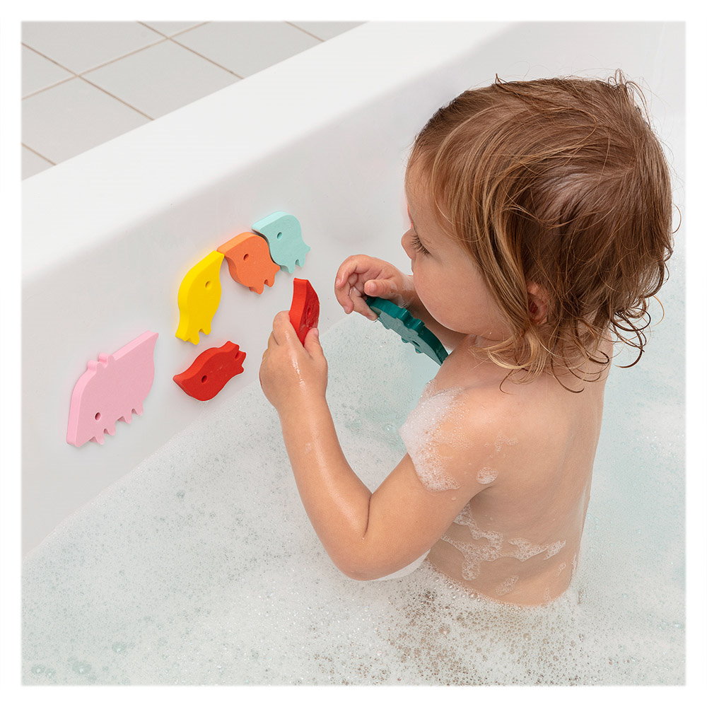 Puzzle de baie, set 10 piese, Parada animalelor, Quut Toys