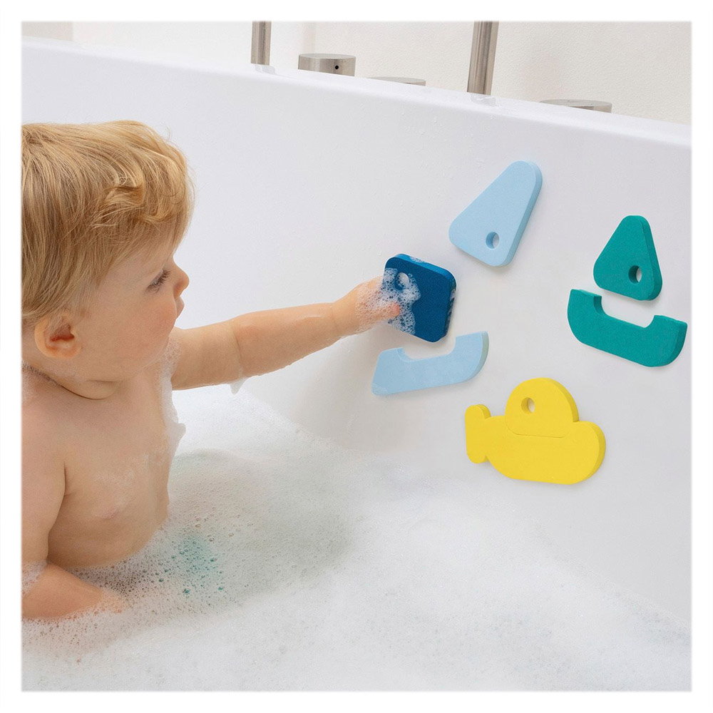 Puzzle de baie, set 8 piese, Barcute colorate, Quut Toys