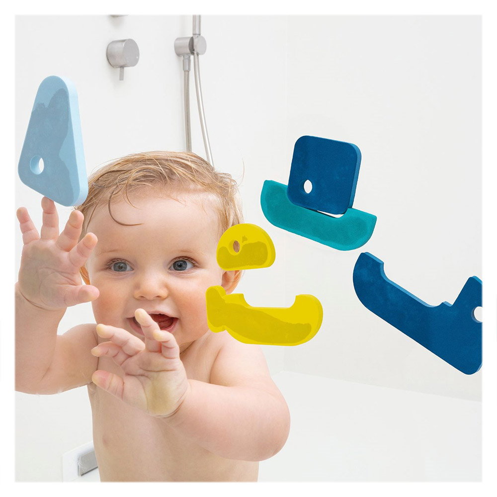 Puzzle de baie, set 8 piese, Barcute colorate, Quut Toys