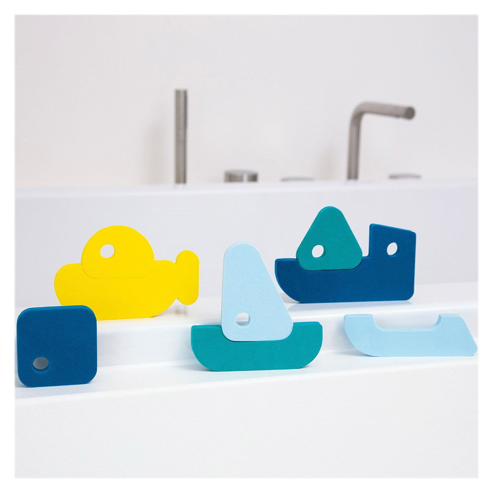 Puzzle de baie, set 8 piese, Barcute colorate, Quut Toys