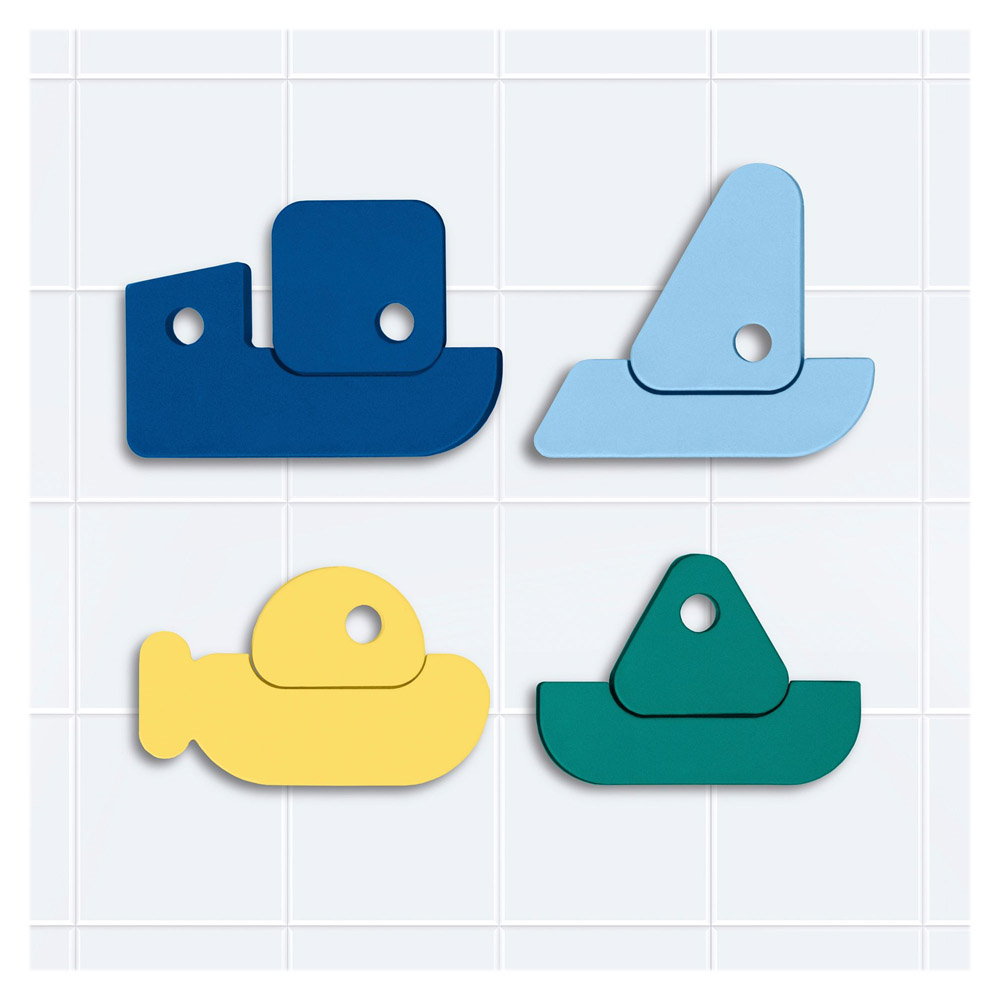 Puzzle de baie, set 8 piese, Barcute colorate, Quut Toys