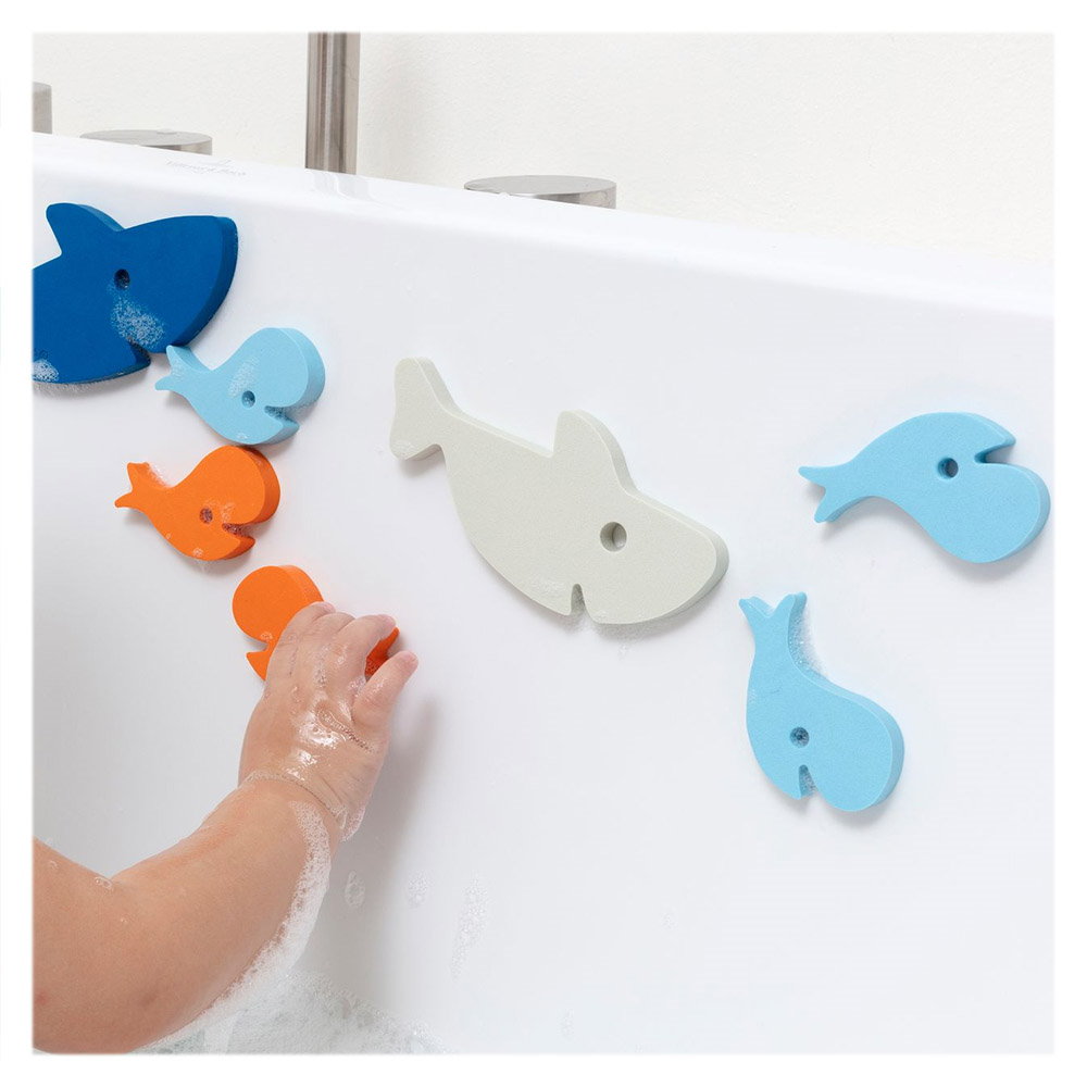 Puzzle de baie, set 10 piese, Rechinii infometati, Quut Toys