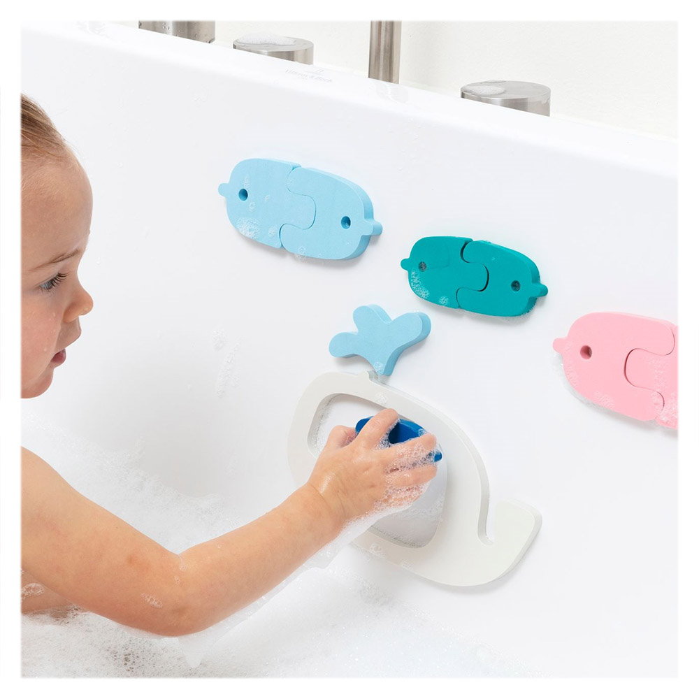 Puzzle de baie, set 11 piese, Balene si pestisori, Quut Toys