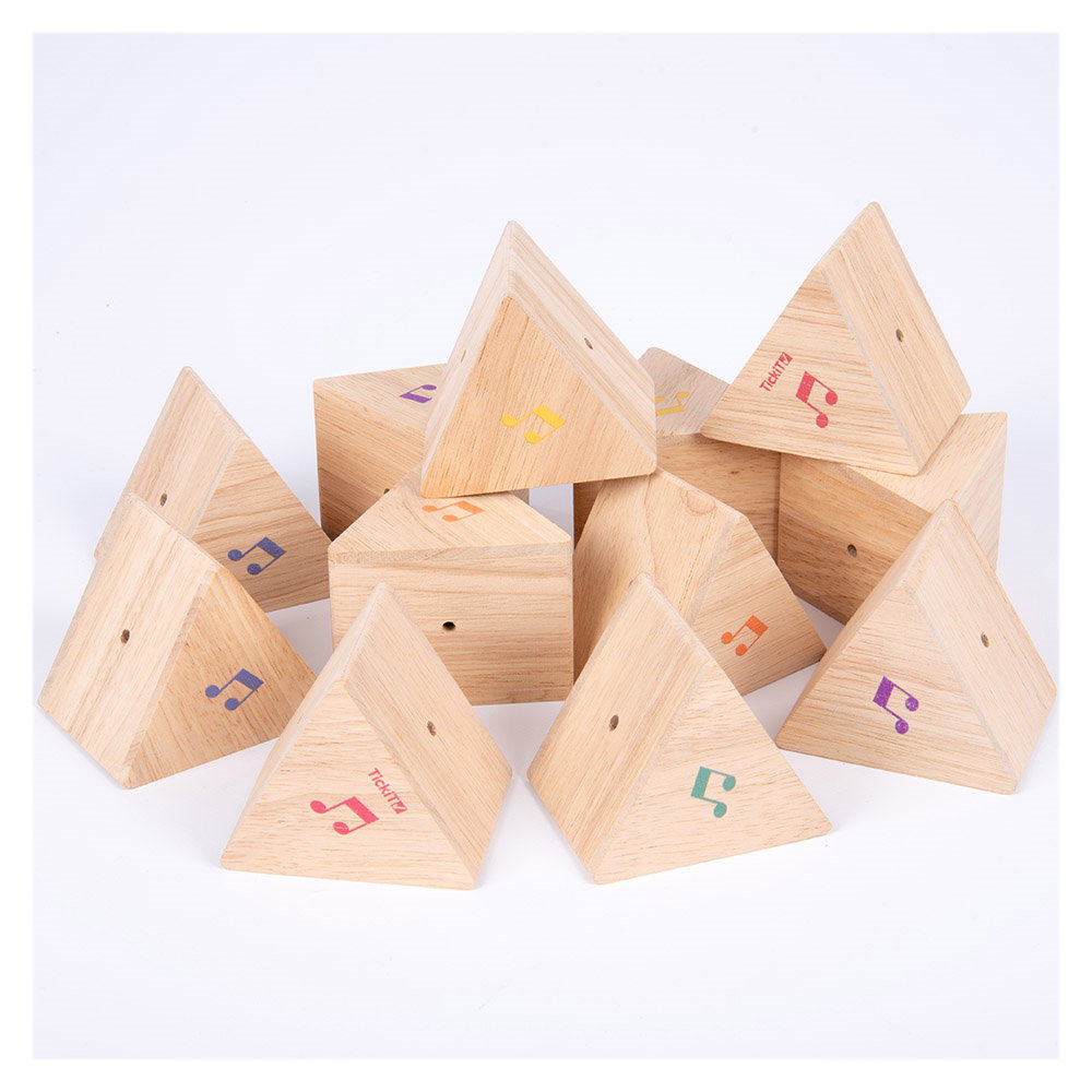Prisme din lemn cu sunete, set 12 bucati, TickiT