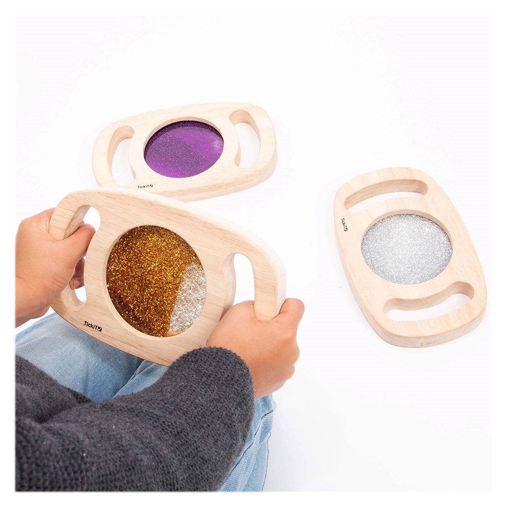 Set panouri senzoriale cu manere si sclipici, TickiT