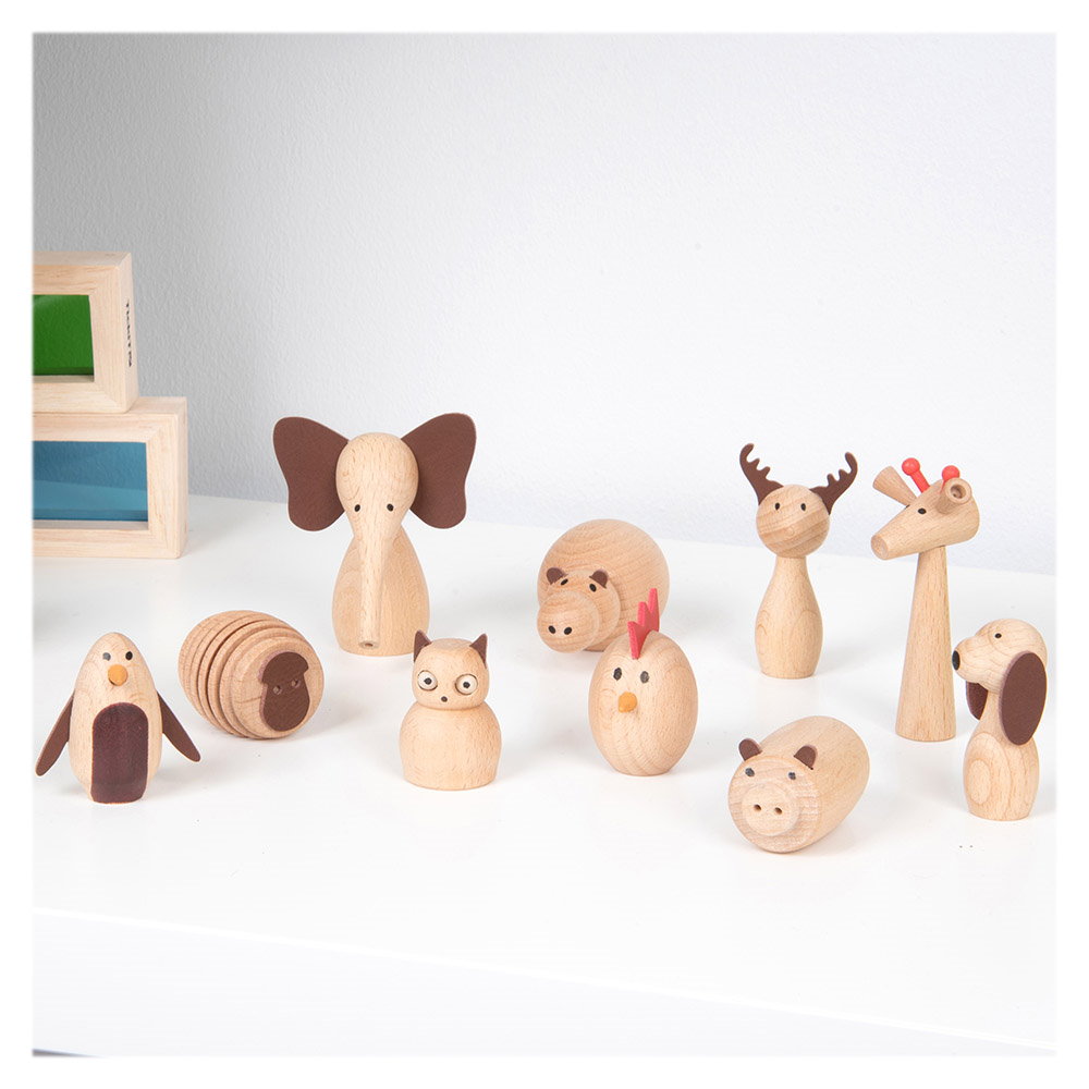 Animal Friends, set 10 animalute din lemn, TickiT