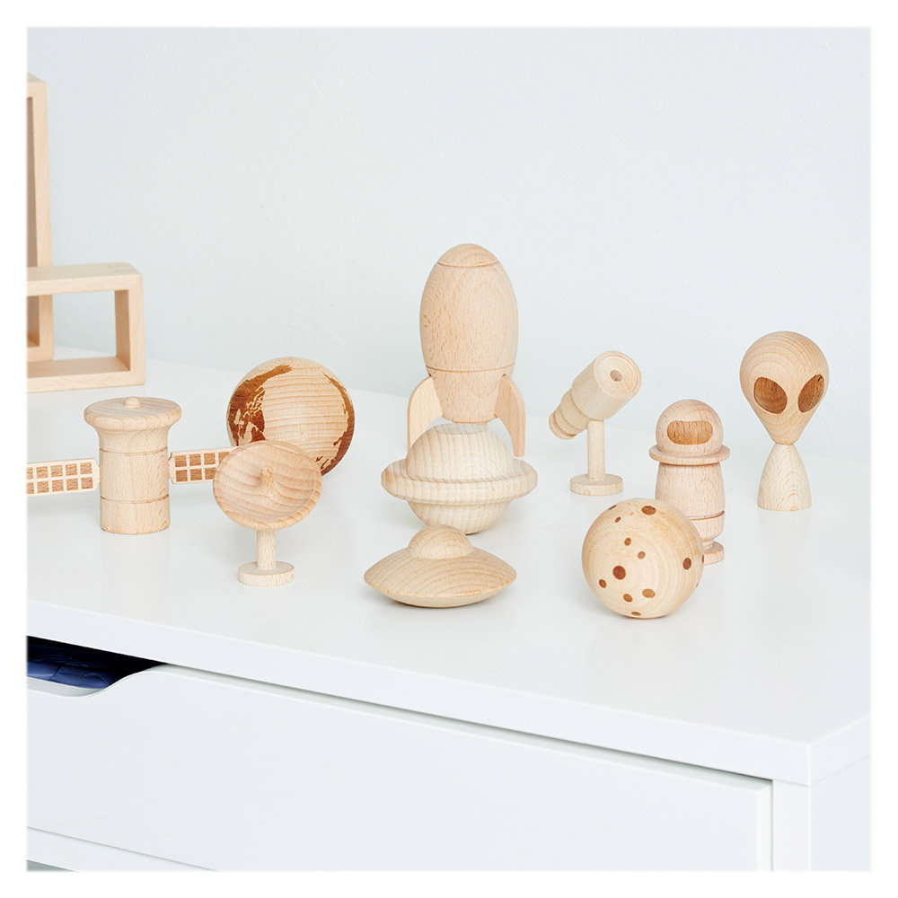 Space Adventure, figurine spatiale din lemn, TickiT
