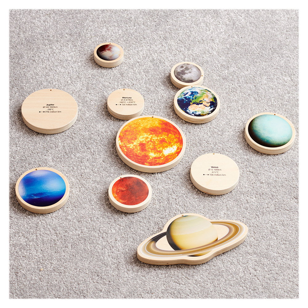 Solar System, discuri din lemn cu sistemul solar, TickiT