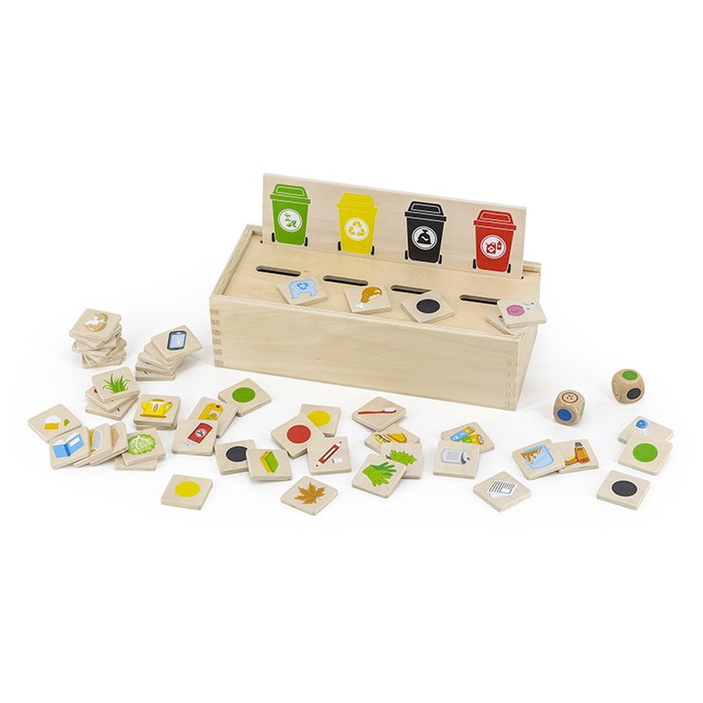 Sortator din lemn, deseuri selective, Viga Toys