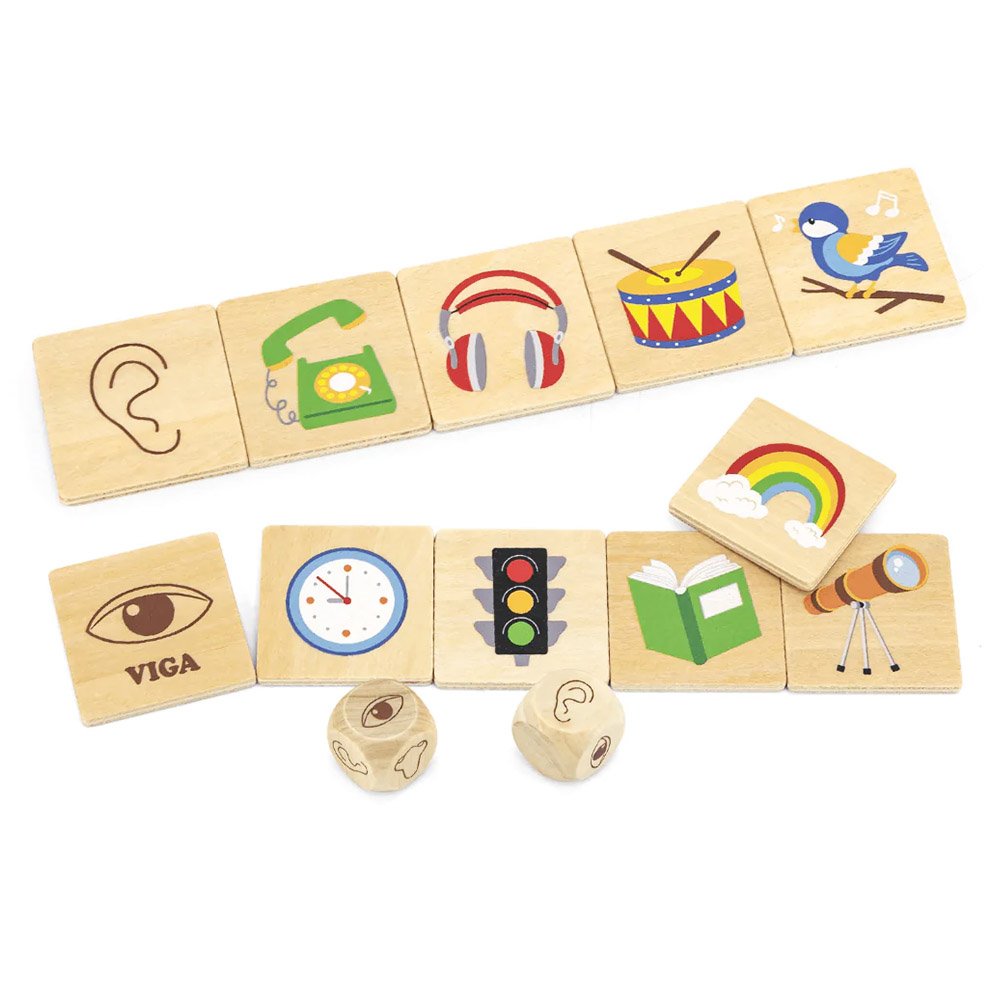 Puzzle de asociere din lemn, Invatam simturile
