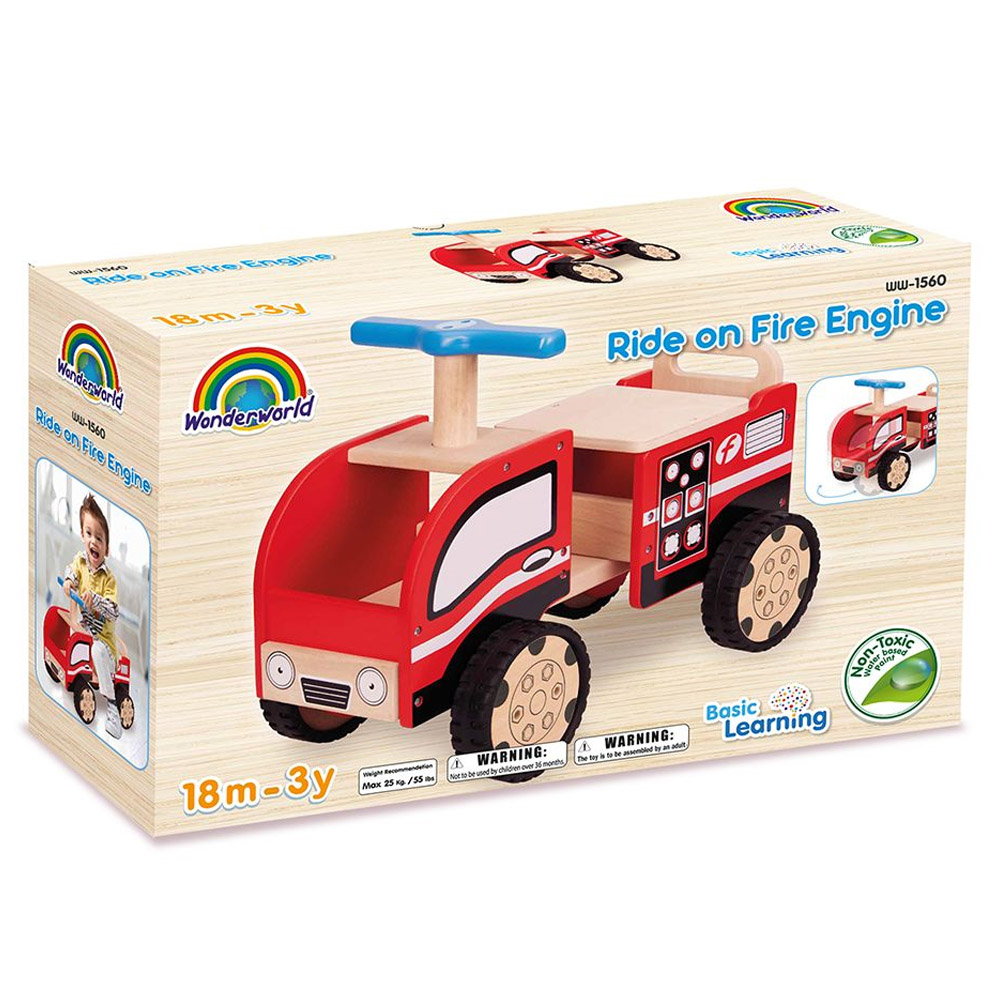 Masina de pompieri din lemn fara pedale, Wonderworld