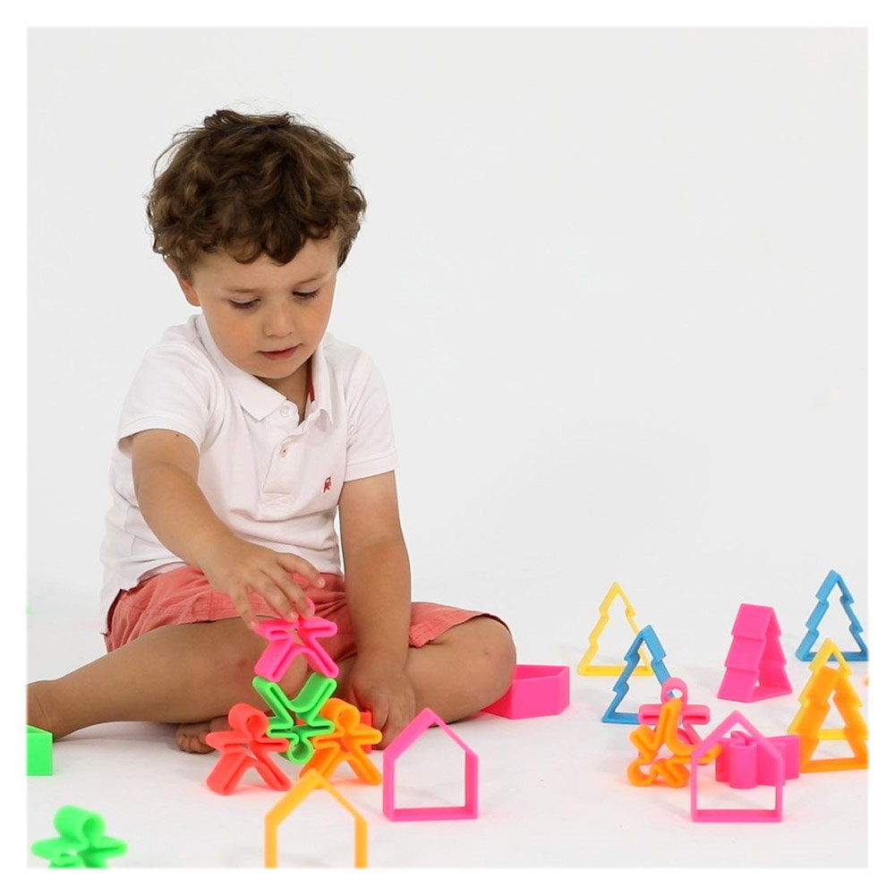 Set senzorial openended cu 18 piese, neon, Dena Toys