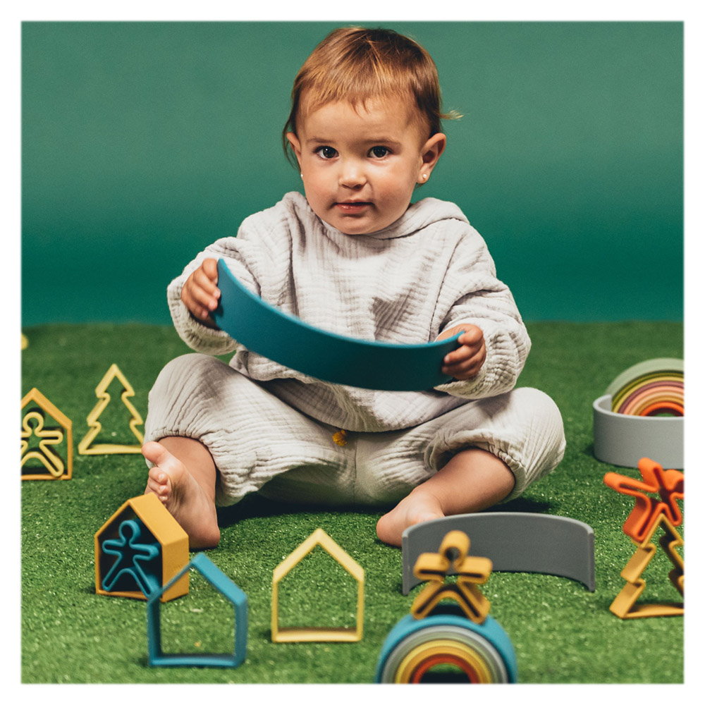 Rainbow, joc montessori de stivuire, 6 piese, nature