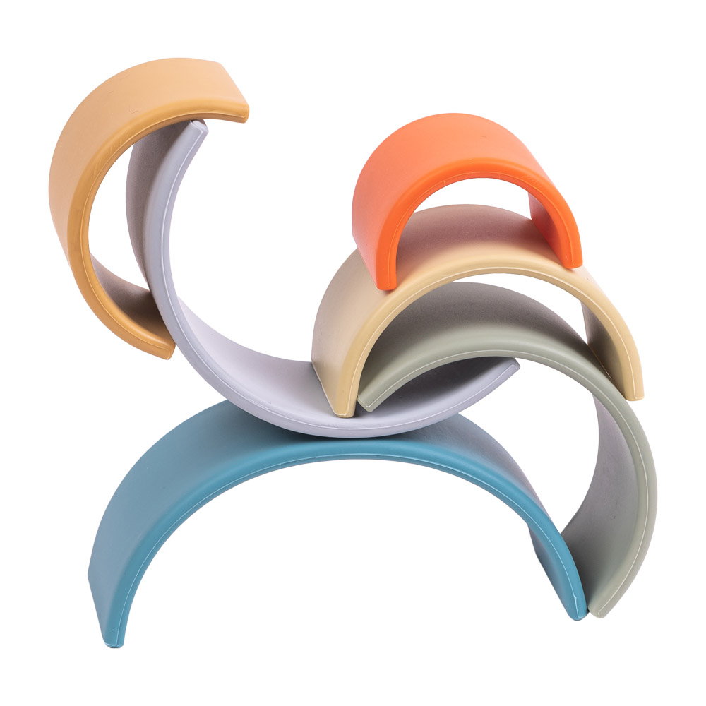 Rainbow, joc montessori de stivuire, 6 piese, nature